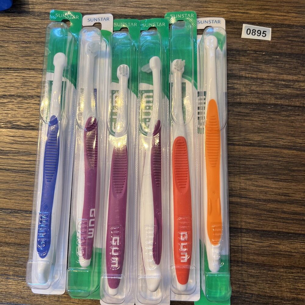 6 Sunstar GUM #308 End tuft Toothbrushes  Bulk Lot - flosser flossing teeth pick